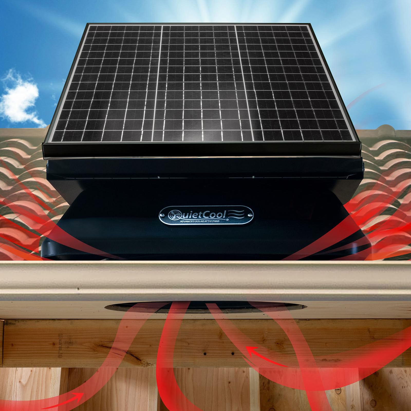 Quietcool 40 Watt Solar Powered Roof Mount Attic Fan